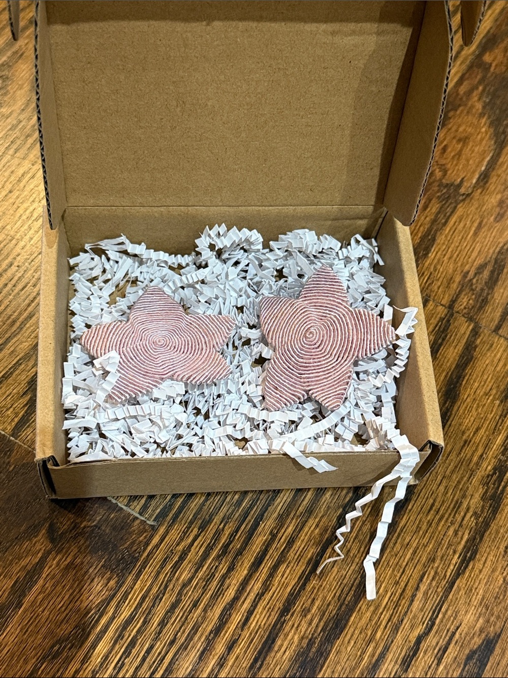Handmade Star Silk Cord Wrapped Stud Earrings in Pink - Large Size Statement